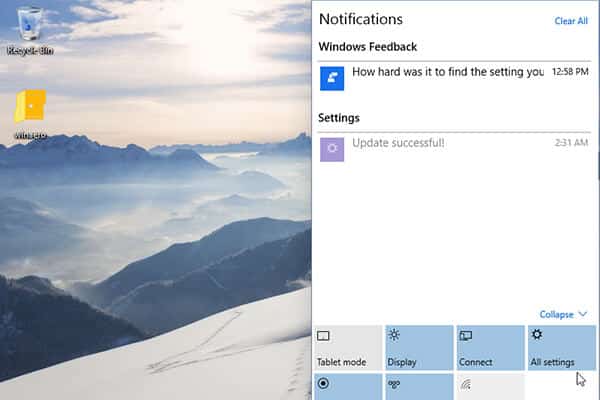 Notification Windows 10 home