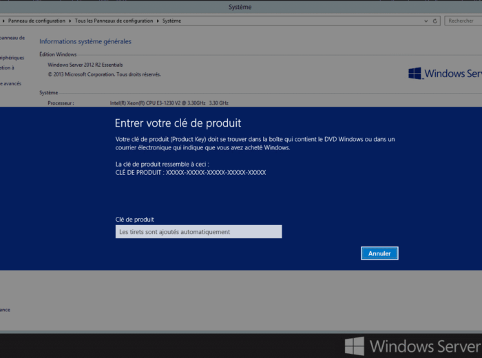 clé Windows server 2012