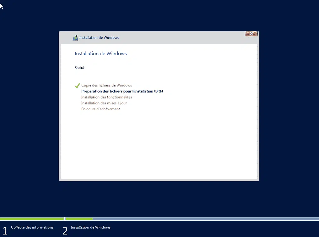 installation Windows server 2016 sans interface graphique