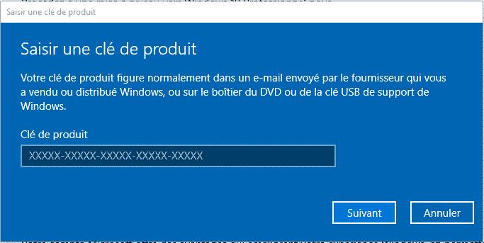 Achat de clé de produit windows