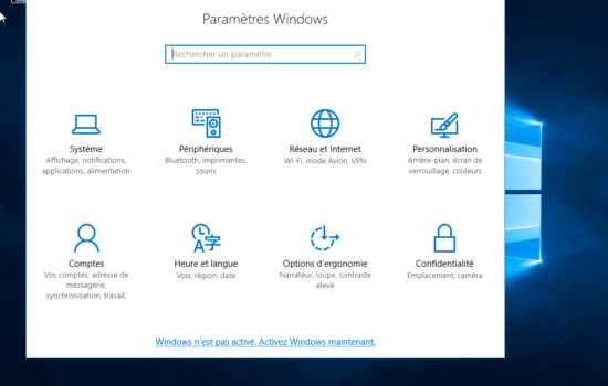 paramètre Windows server 2016 activation