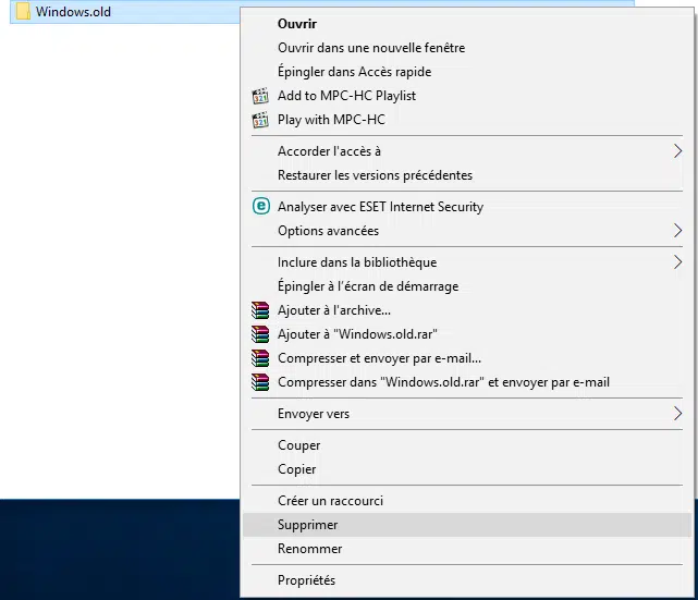 Comment supprimer le fichier windows.old