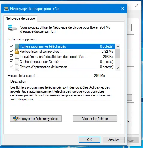 Comment supprimer un windows old sur c clique sur nettoyage