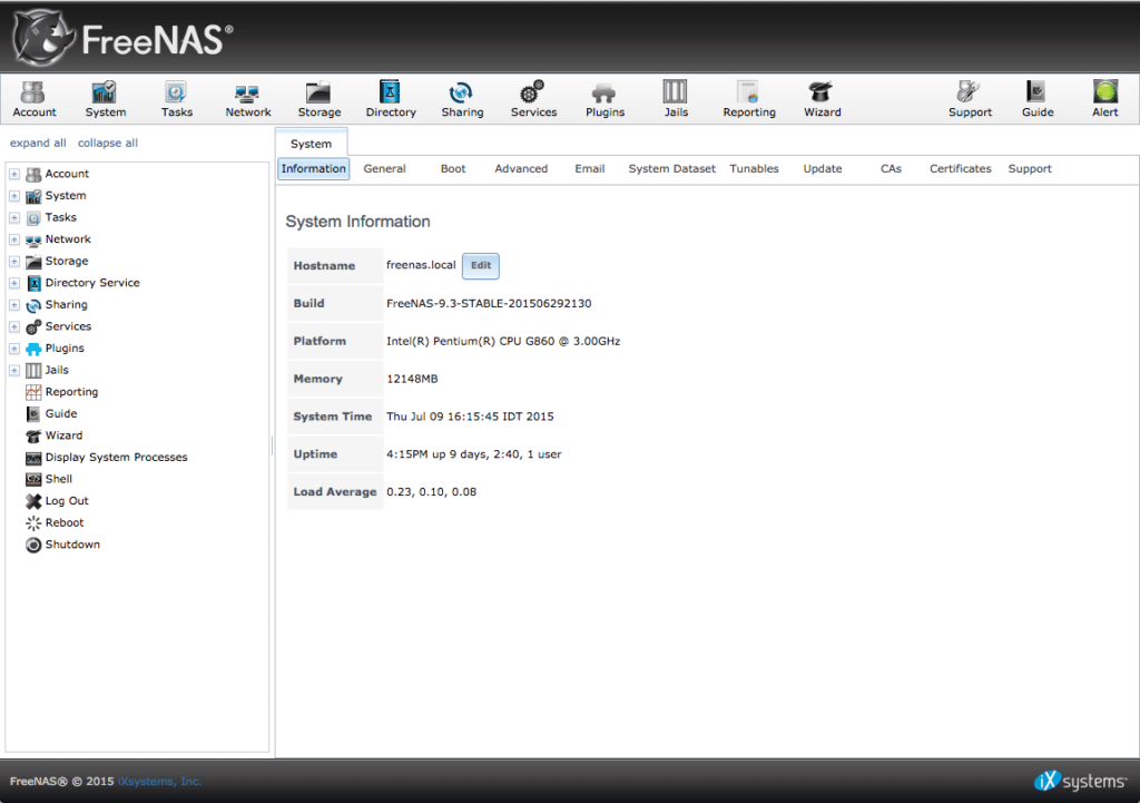 interface web Freenas interface web Freenas