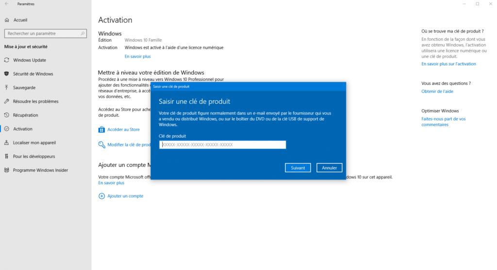 4 - Mis à niveau Windows 10 Famille vers Windows 10 Professionnel Mis à niveau Windows 10 Famille vers Windows 10 Professionnel