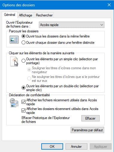 4 - Vider fichier recents sur Windows 10