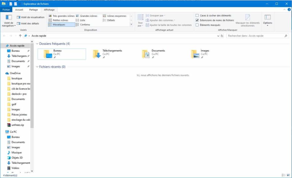 6 - Vider fichier recents sur Windows 10