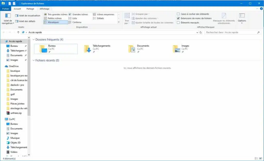 6 - Vider fichier recents sur Windows 10