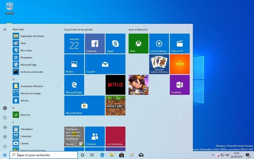 mise à jour manuelle Windows 10 versions 1903