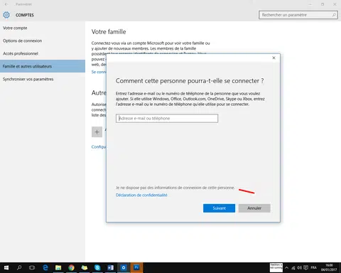 Comment créer un compte windows 10