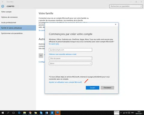 Comment créer un compte windows 10