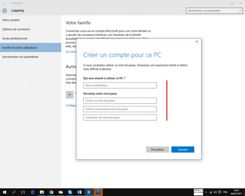 créer un compte utilisateur windows 10 sans adresse mail