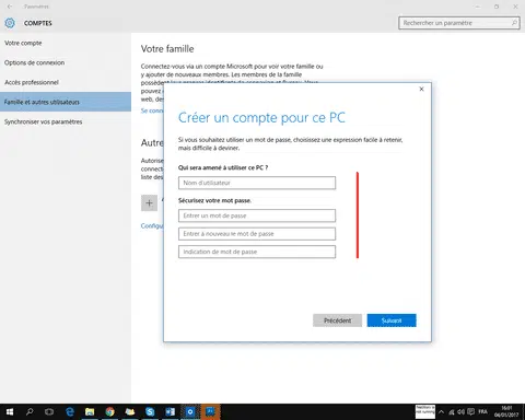 Comment créer un compte windows 10