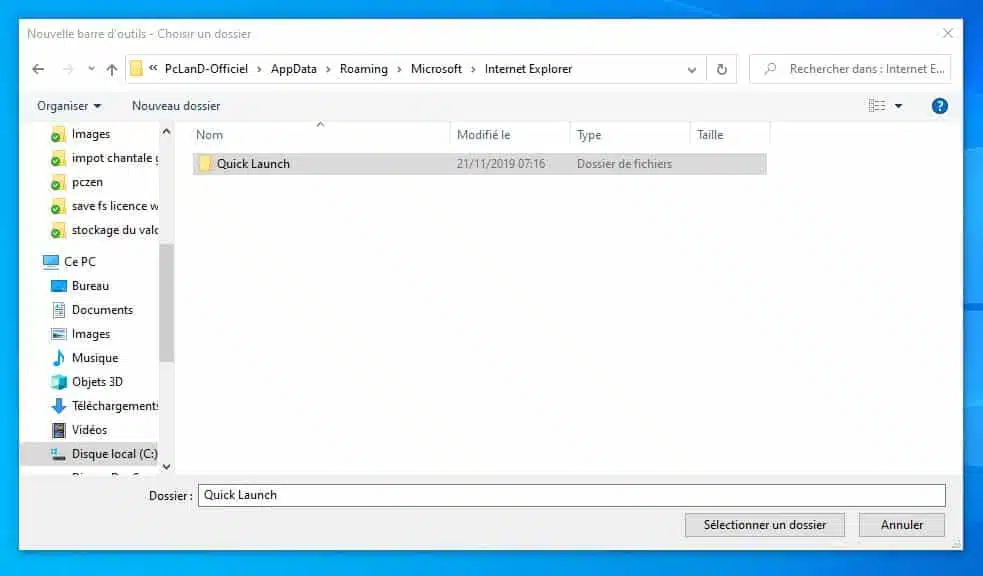 Activer le Quick Launch dans Windows