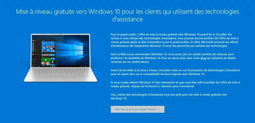 Obtenir gratuitement Windows 10