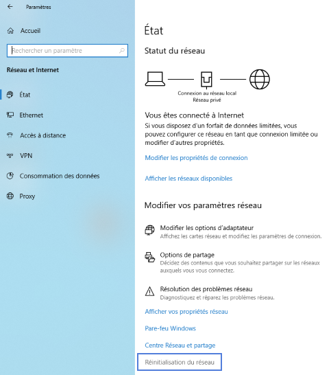 Comment faire un reset de sa carte réseau sous Windows 10