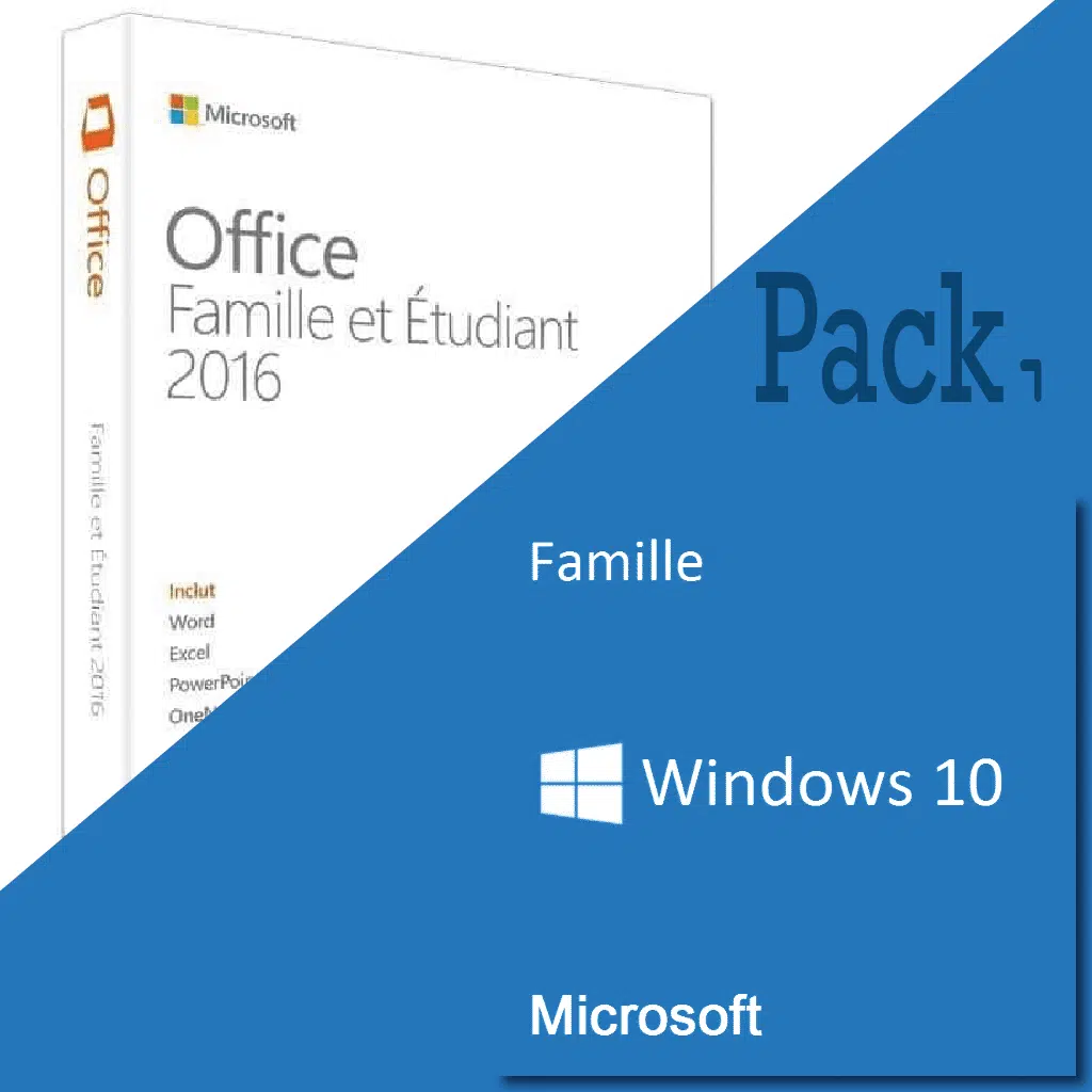 Pack Windows 10 Home + Office 2019 étudiant pas cher