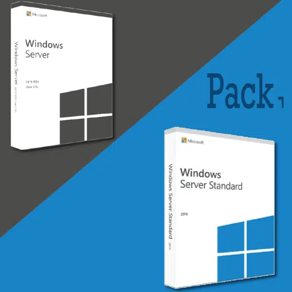 Pack Windows server 2019 standard + 5 ou 10 CAL RDS USER (clé de produit) pas cher