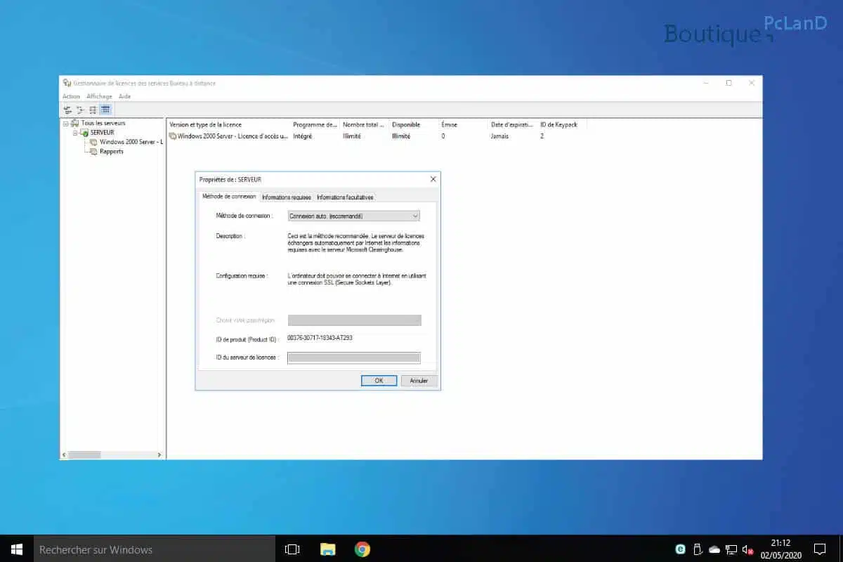 ID de propriété server gestionnaire de licences des services Bureau à distance