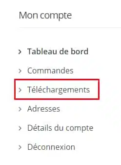 mon compte puis telechargement sur boutique pcland