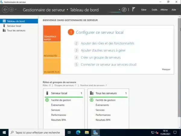 Gestionnaire de serveur de Windows Server 2022