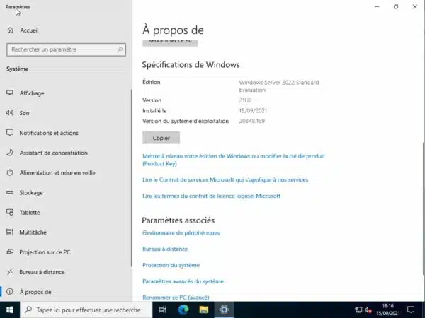 a propos de Microsoft Windows Server 2022