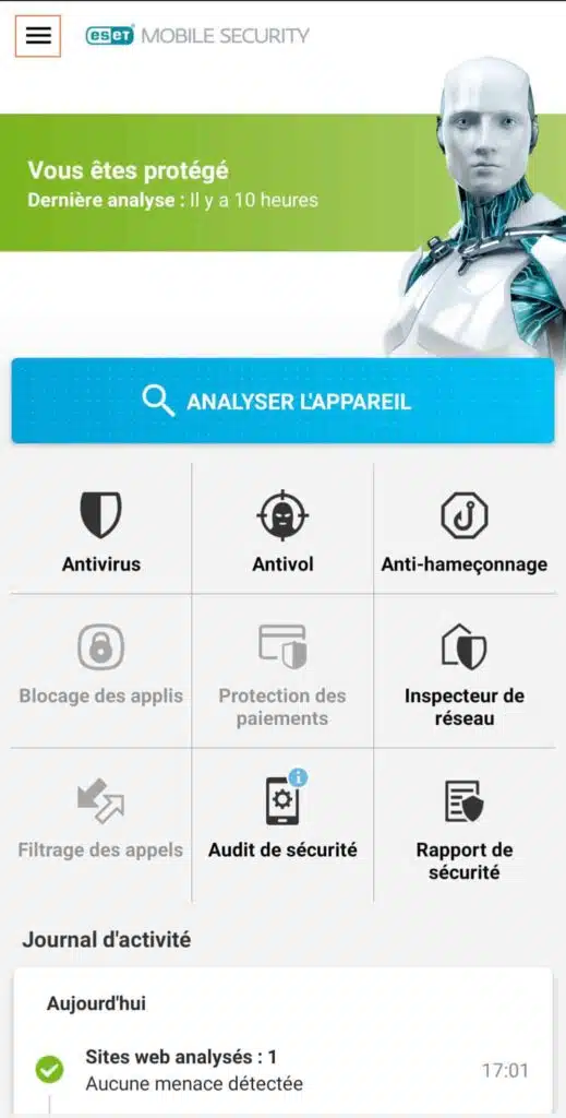 Ajouter clé de licence ESET Security