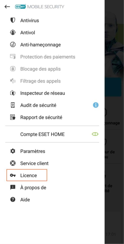 02 - Comment ajouter clé de licence ESET mobile Security