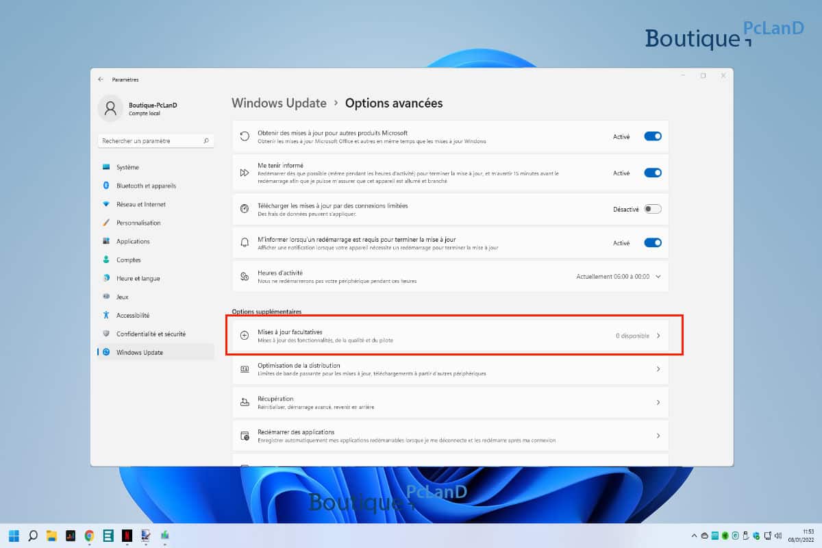 Comment obtenir les mises à jour facultatives sur Windows 11 ?