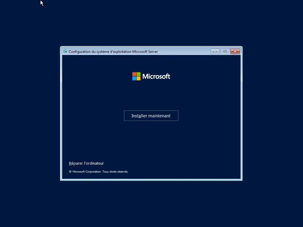 Installer microsoft Windows server 2022 standard