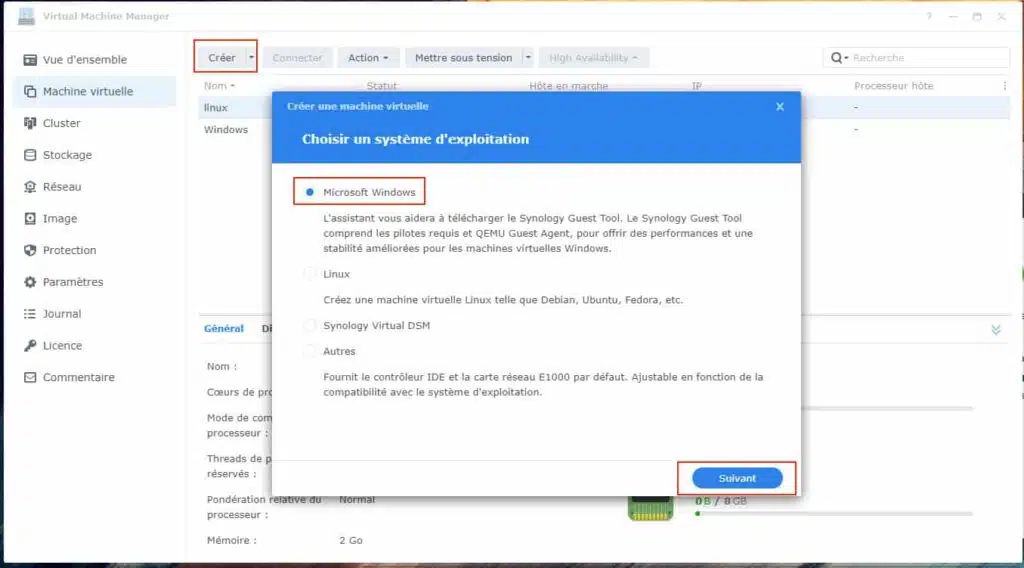 VM Windows sur un NAS Synology