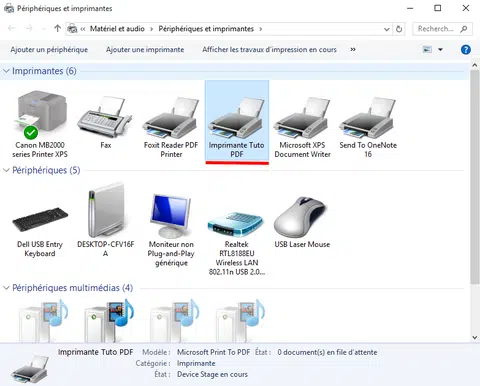 Renommer l’imprimante PDF de Windows 10