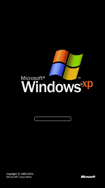Windows Xp barre de chargement de démarrage.