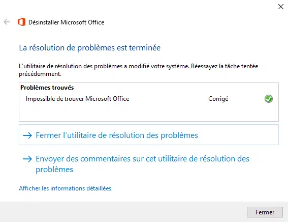 Supprimer tout le pack office