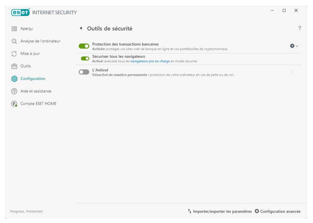 02 - contour vert d'ESET du navigateur internet 02 - contour vert d'ESET du navigateur internet
