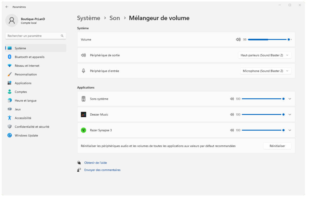 mélangeur de sons sur Windows 11 mélangeur de sons sur Windows 11