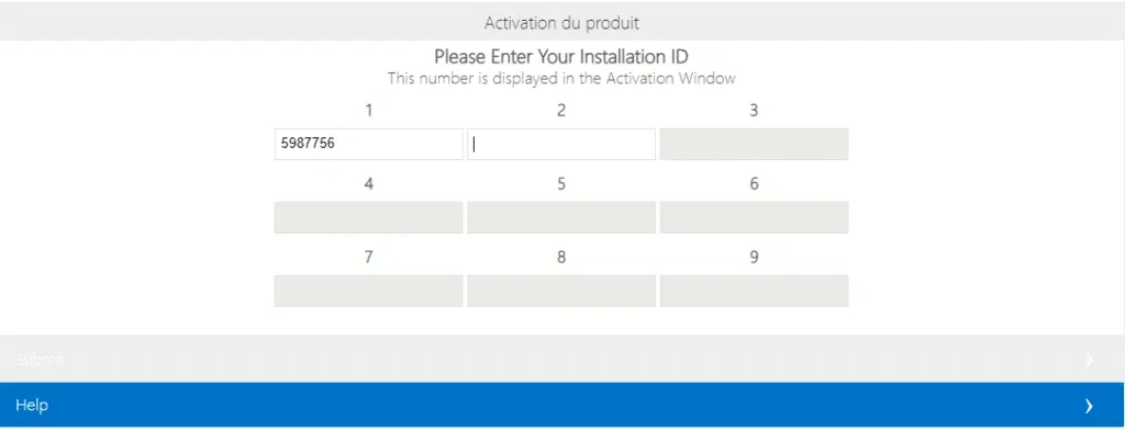 9 séries de 7 chiffres de votre ID d’installation