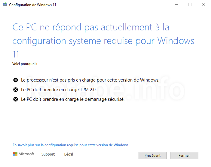 ce pc ne repond pas actuellement configuration systeme requise windows 11