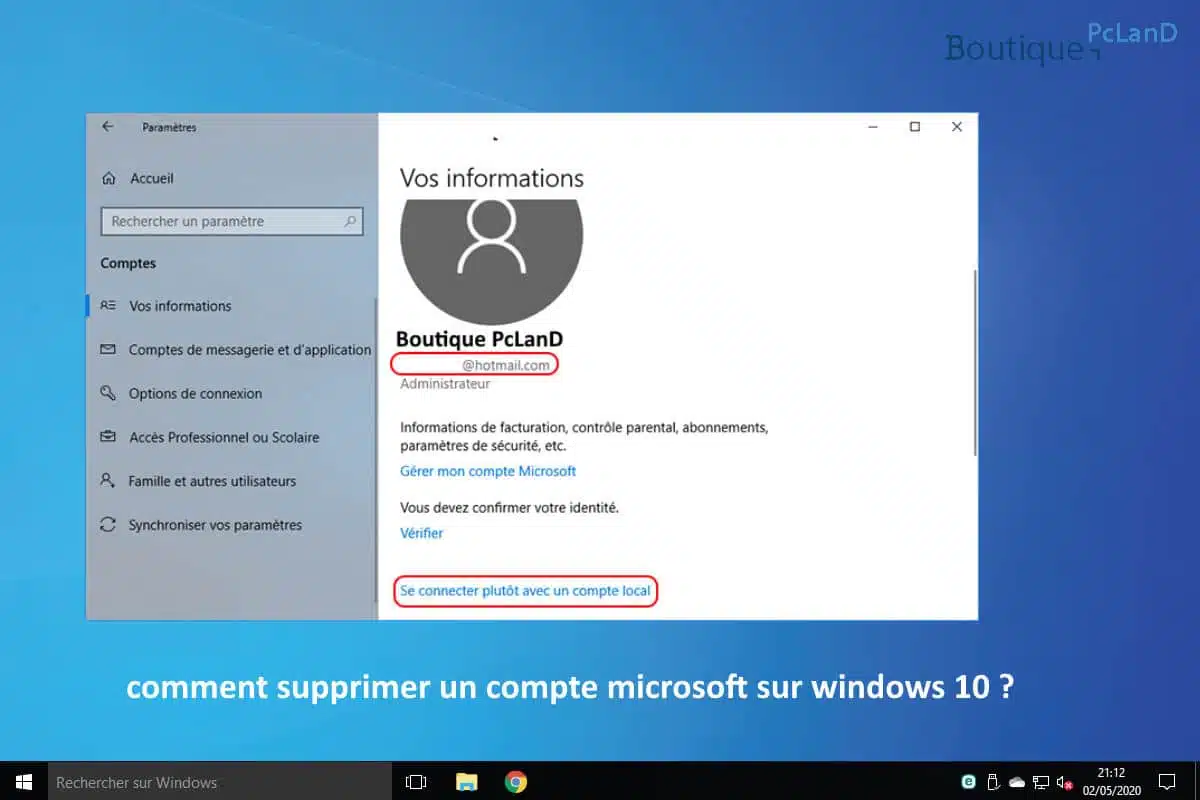 Comment supprimer un compte Microsoft sur windows 10 ?