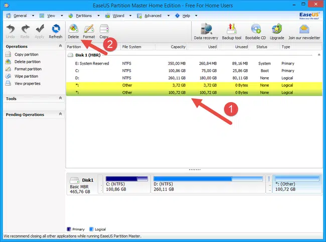 Supprimer les partitions de Linux