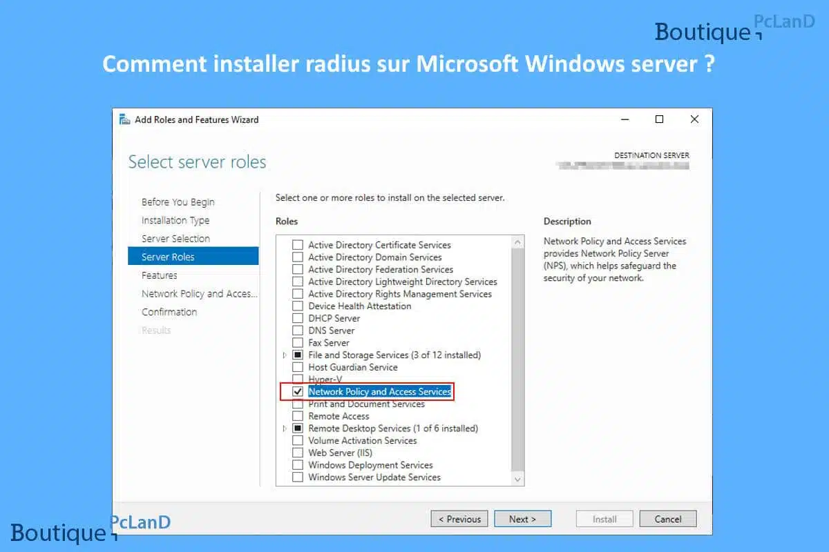 Comment installer radius sur Microsoft Windows server ?