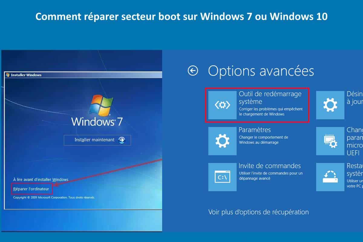 Comment réparer secteur boot sur Windows 7 ou Windows 10