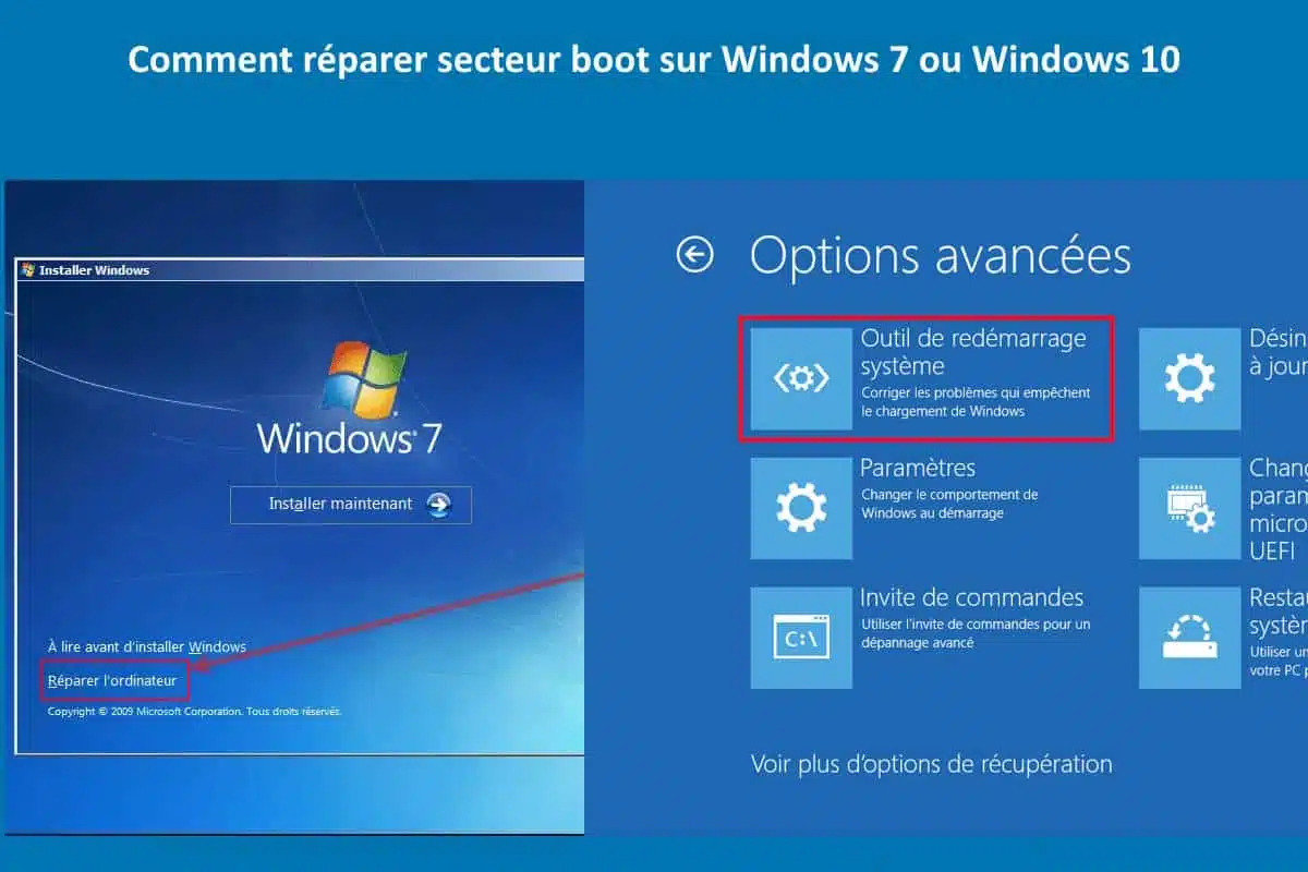 Comment réparer secteur boot sur Windows 7 ou Windows 10