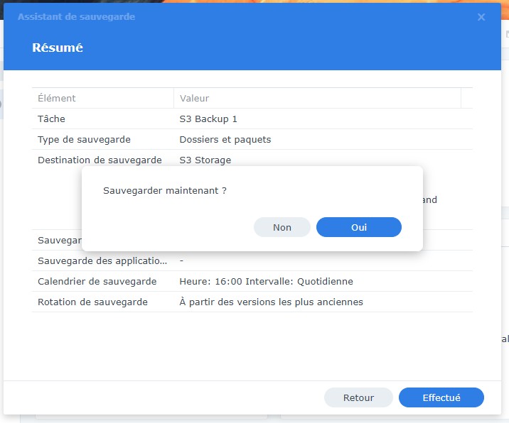 sauvegarder maintenant avec hyper backup