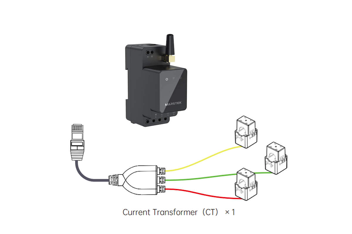 CT002 Gen 2.0 Marstek installé dans un tableau électrique
