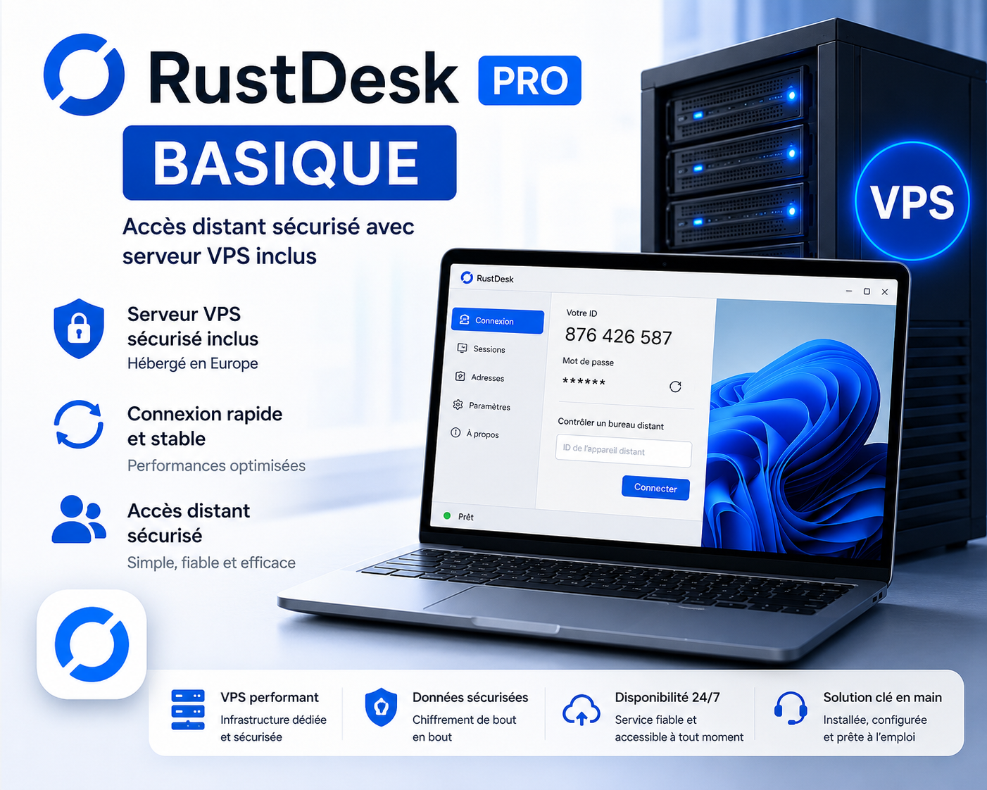 Licence RustDesk Pro Basique avec serveur VPS sécurisé