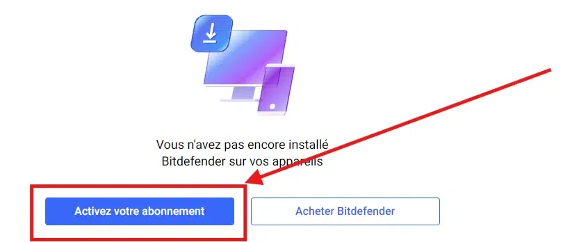 Activer abonnement Bitdefender : saisie du code dans Mes abonnements