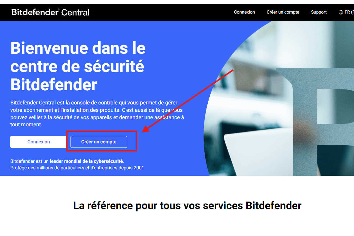 Connexion à Bitdefender Central pour activer un abonnement Bitdefender
